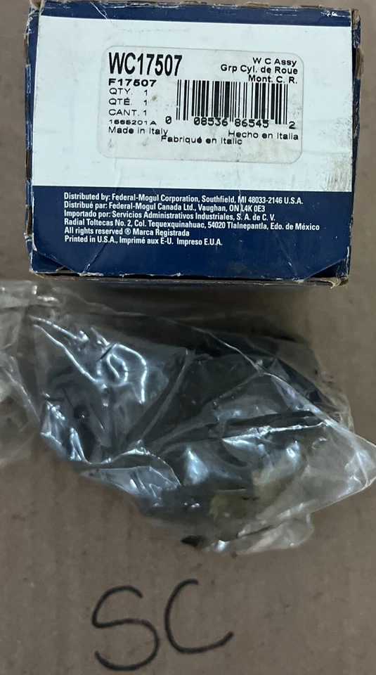 Wagner F17507 Brake Wheel Cylinder Rear 37846 WC17507 - Image 1 of 1