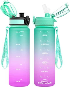 Kids Water Bottle for School, 17 Oz (2 Lids) Bpa-Free Reusable Leak-Proof Durabl - Picture 1 of 8
