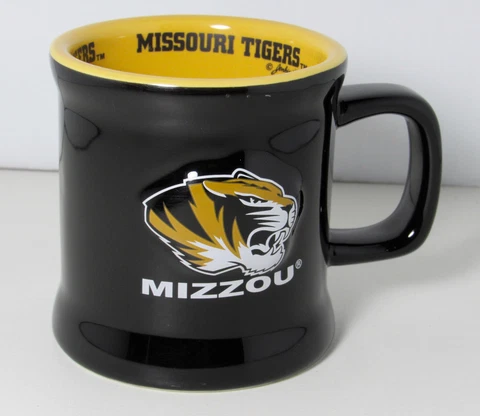 Missouri Tigers Black / Gold Ceramic MIZZOU Coffee Mug Raised Graphics Jenkins Cover