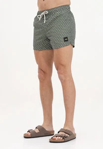 F**K Costumi da bagno Uomo Verde Shorts mare Shorts mare verde mimetico con stam - Imagen 1 de 5