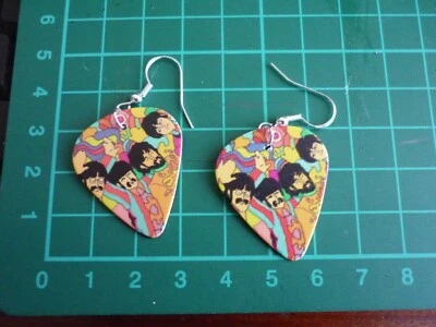 The Beatles, “Yellow Submarine “earings ... Handmade..Ear rings 925 silver hoop