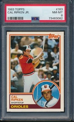 1983 Topps #163: CAL RIPKEN JR. "Baltimore Orioles" ~ Novo PSA 8 - Imagem 1 de 2