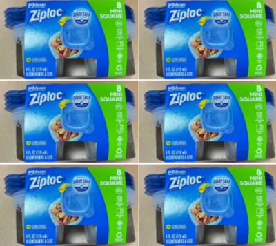48-6 (8 paquetes) ZIPLOC Contenedores de almacenamiento de alimentos para preparación de comidas reutilizables para cocina 4 oz Foto 1 de 4