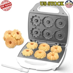 Mini máquina para hacer donas eléctrica Bundt bandeja para pasteles 6 donas desayuno plástico - Imagen 1 de 3