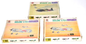 Rare Vintage Marusan 1/100 Raiden & Hayabusa Plastic Model Kit Set Japan 3pcs JP - Picture 1 of 24