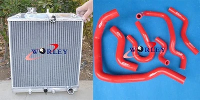 Alloy Radiator+Red Hose Kit for Honda Civic EK EG D15 D16 1992-2000 28MM PIPE - Image 1 of 4