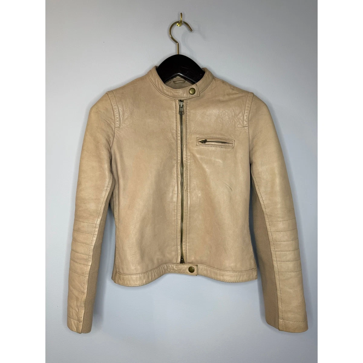 J.CREW Motorcycle Jacket Beige Coats, Jackets & Vests for Women