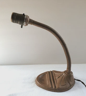Vintage Art Deco Cast Iron Base Gooseneck Adjustable Desk Lamp...No Shade. Works - Image 1 of 4