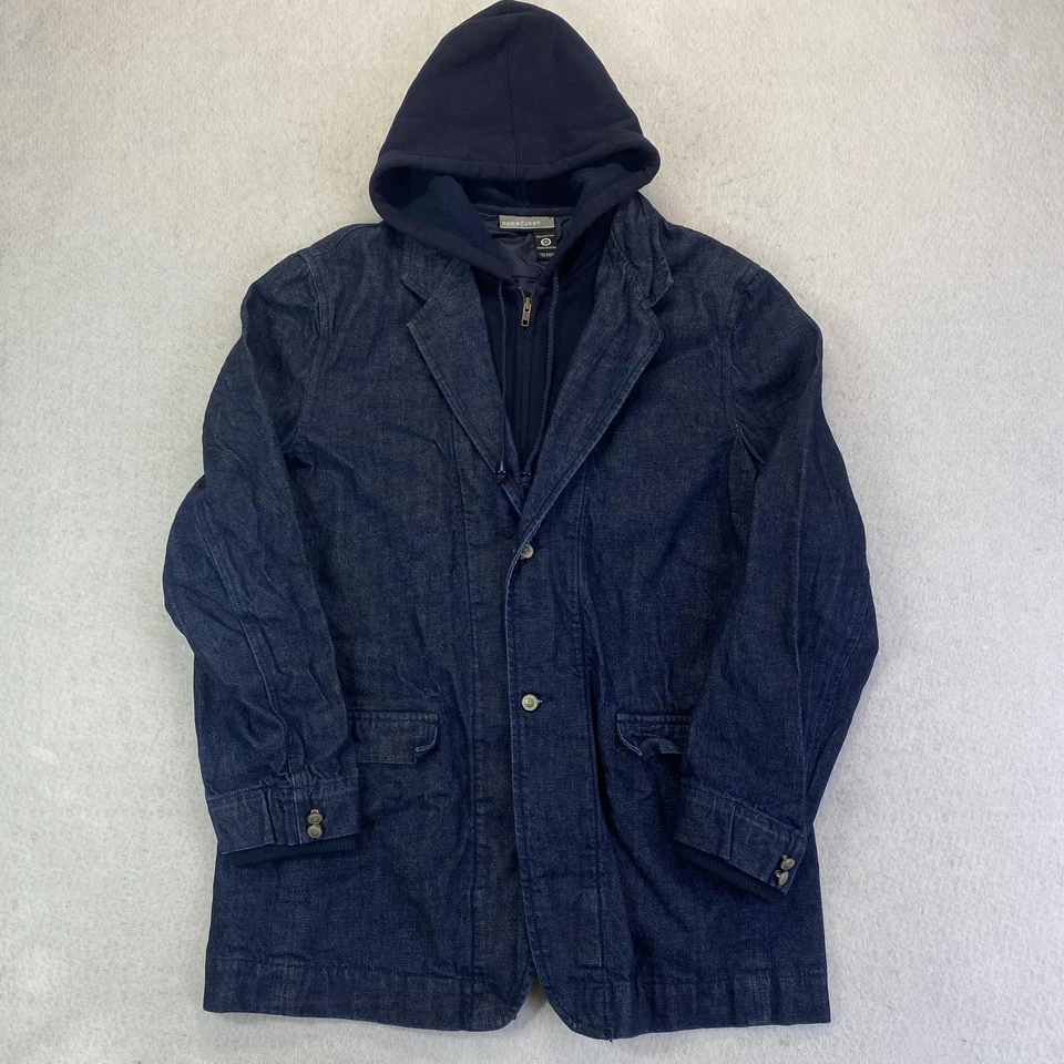 Rocawear Jacket Mens 2XL Denim Hooded Blazer Urban Streetwear Coat Heavy - Image 1 of 4