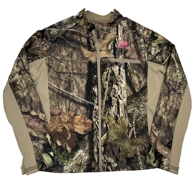 Mossy Oak Camo & Pink Soft Shell Full Zip Jacket Girls XL (16-18) Fleece Lined - Image 1 of 4