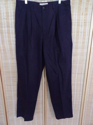 Men's Cherokee Khakis Serial Fass-2 Navy Blue Pleated Pants Actual Size 35x34 - Image 1 of 4