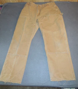 Carhartt Men Pants 38X30 Brown Dungaree Double Knee Canvas B01 BRN Loose USA - Picture 1 of 13