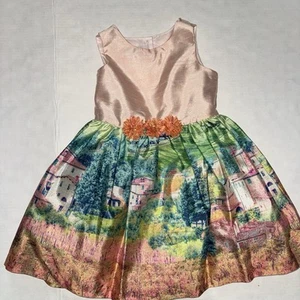 Pippa & Julie Girl 5 Landscape Print Dress Pleated Evening Formal Wedding Party - Picture 1 of 9