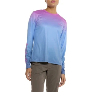 Columbia Women PFG Omni Tidal Tee Red Long Sleeve UPF 50 Small Ombre $50 MSRP - Picture 1 of 5