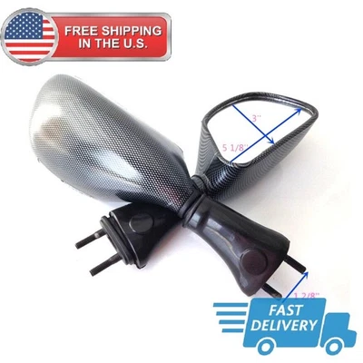 Carbon Racing Mirrors For Kawasaki 98-02 Ninja ZX6R 98-03 ZX9R 06-08 650R Foto 1 de 4