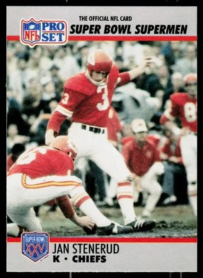 Jan Stenerud, 1990-91 Pro Set Super Bowl XXV Silver, #122, Kansas City Chiefs, - Image 1 of 2