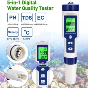 5 in 1 PH+TDS EC Digital Tester Wassertest Meter Messgerät Leitwertmessgerät NEU - Bild 1 von 11