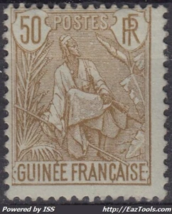 GUINEE : BERGER PULA 50c BISTRE SUR AZURE N° 28 NEUF * GOMME AVEC CHARNIERE - Imagen 1 de 2