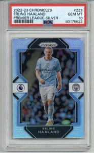 2022 PANINI CHRONICLES PREMIER LEAGUE SILVER ERLING HAALAND MAN CITY PSA 10 - Picture 1 of 2