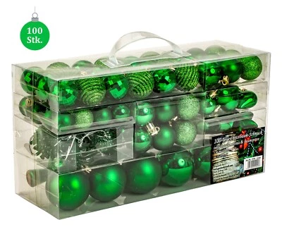 100 Weihnachtskugel Lamettini Spitze Christbaumkugel Grün Christbaumschmuck - Bild 1 von 4