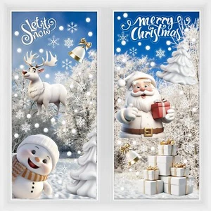 8 Stück Weißer Weihnachtsfensterbilder(21x28cm) Selbstklebend Fensterdeko Weihna - Bild 1 von 8