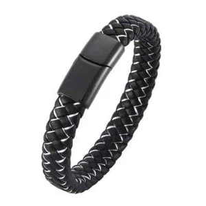Schwarz & Weiß Urne Einäscherung Leder Armband Asche Gedenkschmuck Andenken - Bild 1 von 9