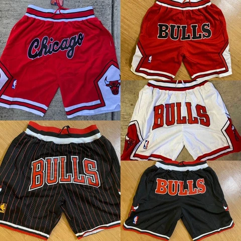 Chicago Bulls Men's Jus Don Red or Pinstripe Basketball Shorts Cover