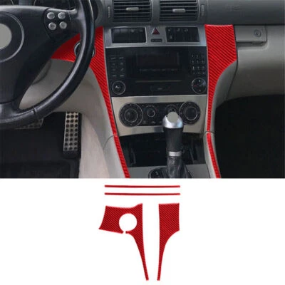 Cubierta de tira de tablero de instrumentos de fibra de carbono roja para Mercedes-Benz W203 2005-2007 Foto 1 de 4