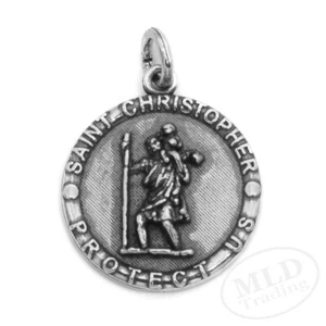 MLD 925 Sterling Silber Heiliger Christophorus Medaille Anhänger - Made in USA - Bild 1 von 8