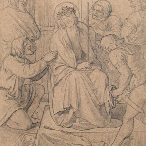 Karl Müller Passion Christus wird verspottet Düsseldorfer Schule Zeichnung 1840 - Bild 1 von 3