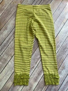 Matilda Jane sz 10 Hammond Bay Sprites yellow green striped ruffle leggings B12 - Picture 1 of 2