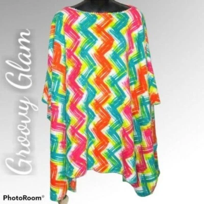 GROOVY GLAM Handmade Chevron Classic Plush Poncho - Image 1 of 3