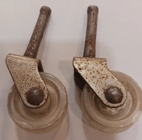 Lot of 2 Vintage 1" diameter Clear Plastic Caster Wheels Cover