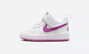 Nike Court Borough Recraft Low Toddler Girl 9C White Pink Fuchsia shoes Sneaker - Picture 1 of 5