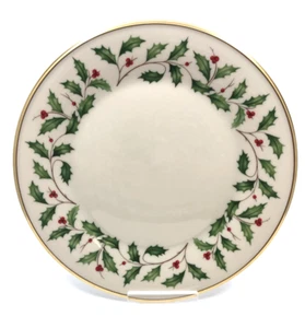 Lenox Holiday (Dimension) 1 Dinner Plate Fine China USA Gold Rim Holly & Berry - Picture 1 of 4