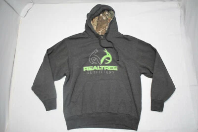 Realtree Sudadera con Capucha Gris Manga Larga Mezcla de Algodón Pullover Suéter Para Hombre Mediano Foto 1 de 4