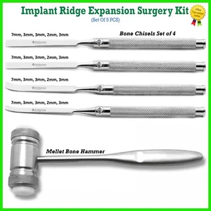 Dental Bone Ridge Splitting Chisels Osteotome Set of 4 Surgical Grafting Crusher - Picture 1 of 5