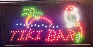 TIKI BAR, LED Leuchtreklame Open Schild, Ladenschild, Geschäftsschild, Fensterschild - Bild 1 von 1