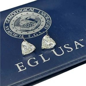 2.29 CTW Heart Brilliants Diamond Stud Earrings EGL Certified White Gold 14kt - Foto 1 di 5