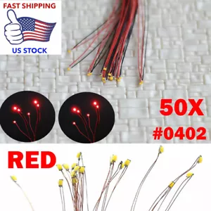 50PCS Pre Wired Red #0402 SMD LEDs Lighting Kits Pre-soldered Micro LEDs HOT - Picture 1 of 15