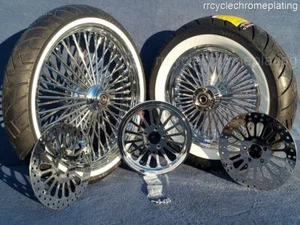 Ruedas cromadas DNA Mammoth 52 radios 2 rotores polea neumáticos Harley 08-23 Heritage - Imagen 1 de 9