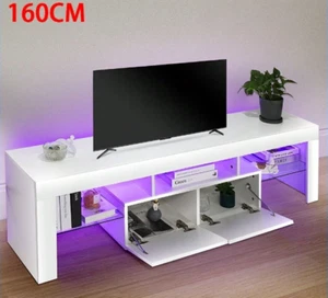 LED TV Cabinet Modern Front Side Hight Gloss TV Stand With RGB Ambient Lights - Picture 1 of 6
