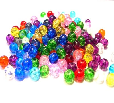 Crackle Glass Beads - Mixed Colours -6mm Diameter - 200 Beads - Jewellery Making - Image 1 of 2