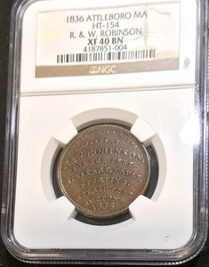 1836 ATTLEBORO MA, HT-154 / XF 40 BN / SCRATCH-FREE SLAB / VERY NICE - Picture 1 of 3