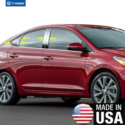 TYGER for 2018-2021 Hyundai Accent 10PC Stainless Steel Chrome Pillar Post Trim - Image 1 of 4