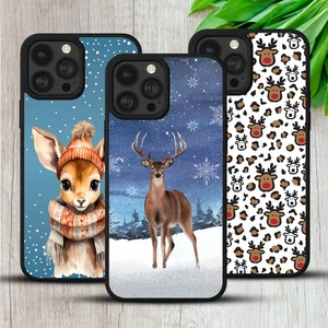 REINDEER CASE FOR IPHONE SAMSUNG HUAWEI GOOGLE WINTER STAG SNOW GIFT PHONE COVER - Picture 1 of 30