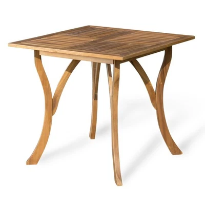 Mesa de exterior cuadrada de madera de acacia de 31,5"" con acabado de teca - Elegante Foto 1 de 4