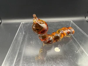 Pisapapeles vintage de vidrio peregrino naranja oruga - Imagen 1 de 5
