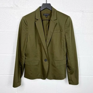 Ann Taylor One Button Blazer Womens 6 Olive Green Tailored Stretch - Picture 1 of 8