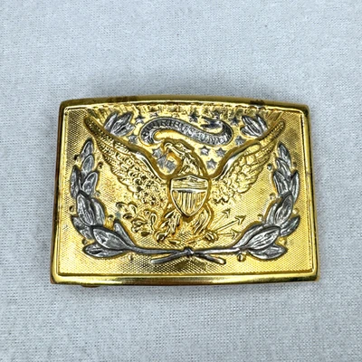 Fivela de cinto vintage oficiais militares réplica E Pluribus Unum Eagle tom dourado - Imagem 1 de 4